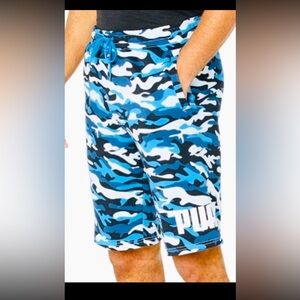Puma Men's Fleece Shorts PUMA Men's Camo All Over Print  Blue Size L